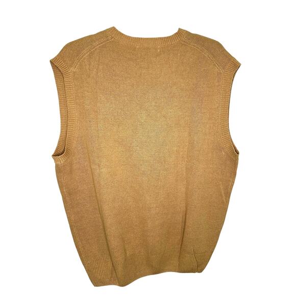 WinterSilks Men's 100% Silk Tan Pullover Sweater Vest Size Large Sleeveless NWT - Picture 4 of 6